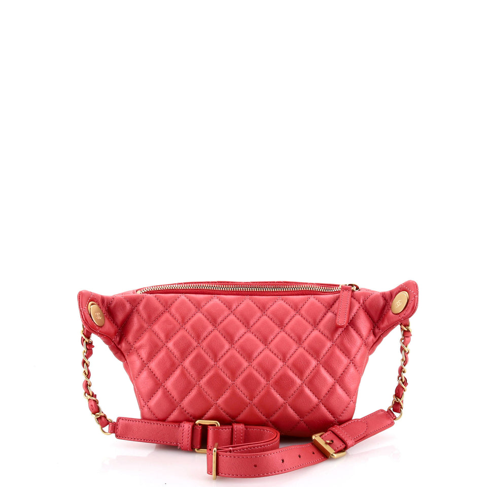 Front Pocket Waist Bag Quilted Calfskin