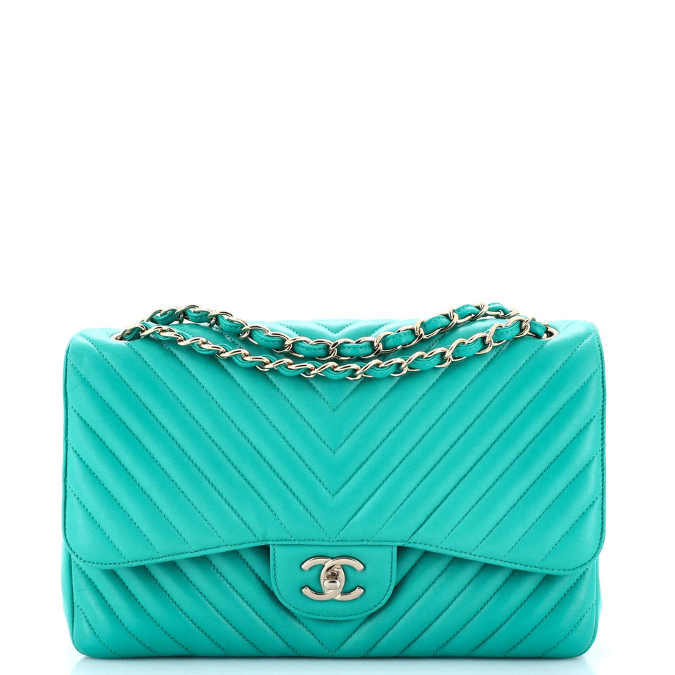 Classic Double Flap Bag Chevron Lambskin Jumbo