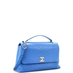 Chevron Chic Top Handle Bag Chevron Calfskin Medium