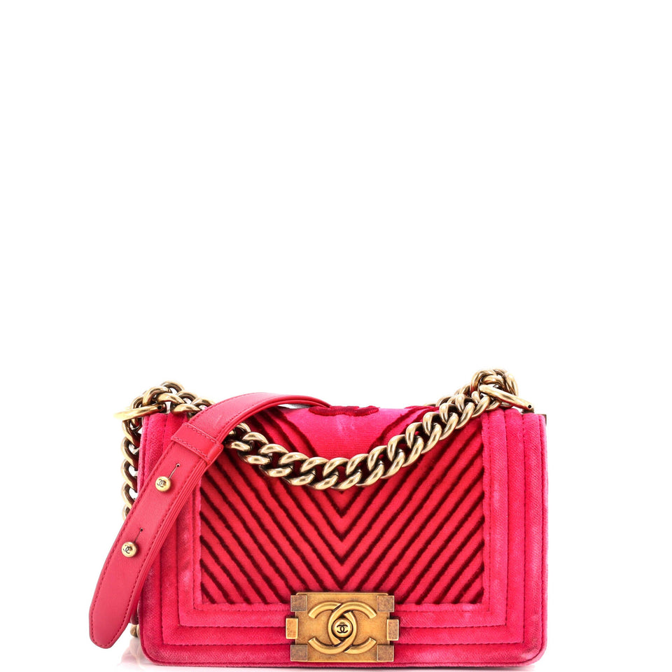 Boy Flap Bag Chevron Velvet Small