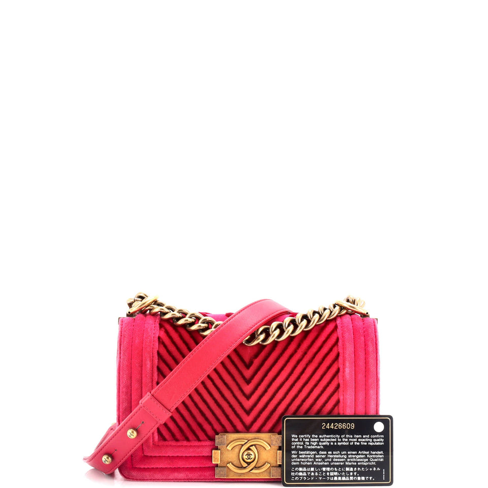 Boy Flap Bag Chevron Velvet Small