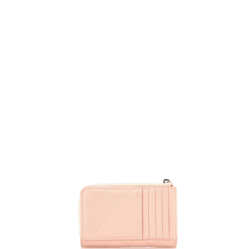 CC Stars Zip Around Card Holder Quilted Lambskin