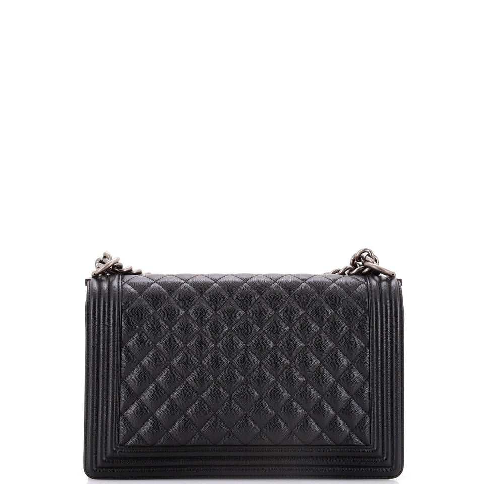 Boy Flap Bag Quilted Caviar New Medium