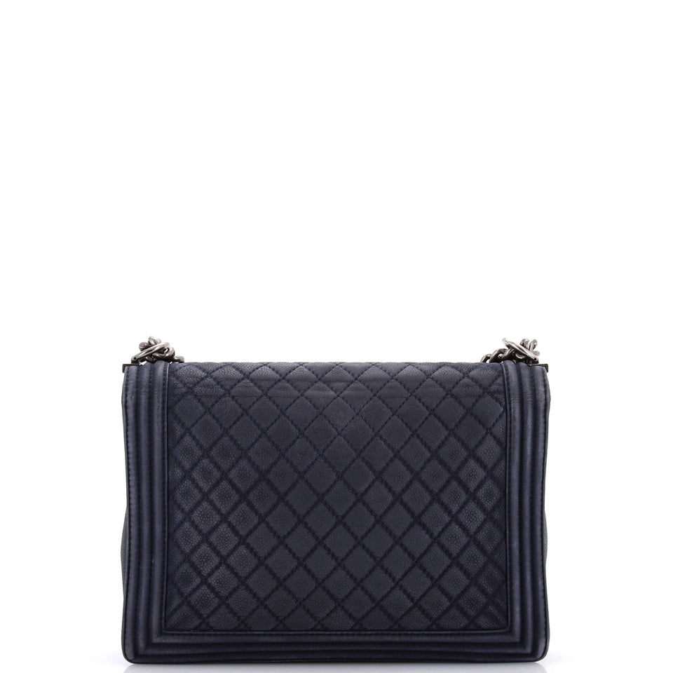 Boy Flap Bag Quilted Matte Caviar Large
