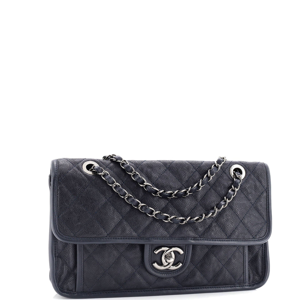 French Riviera Flap Bag Quilted Caviar Medium