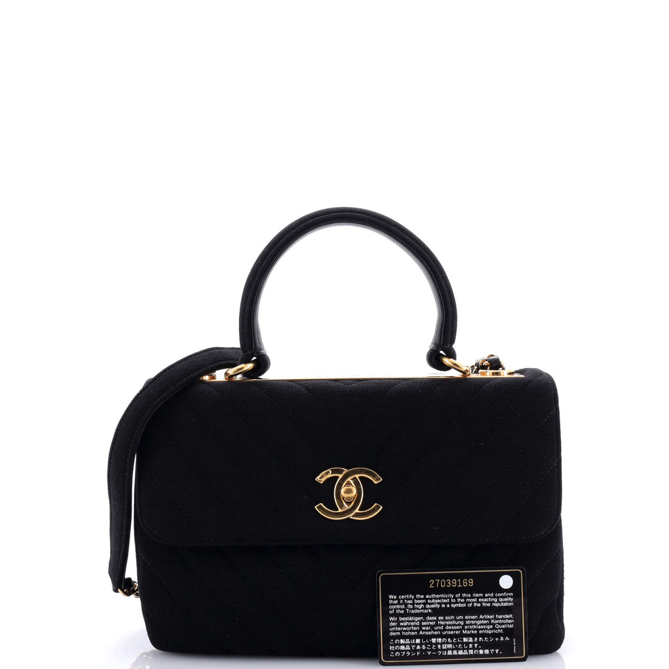 Trendy CC Top Handle Bag Chevron Jersey Small