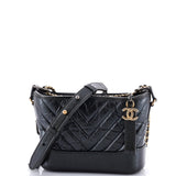 Gabrielle Hobo Chevron Metallic Aged Calfskin Small
