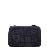 Perfume Bottle Classic Single Flap Bag Embroidered Denim Jumbo