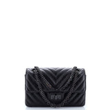 So Black Reissue 2.55 Flap Bag Chevron Aged Calfskin Mini
