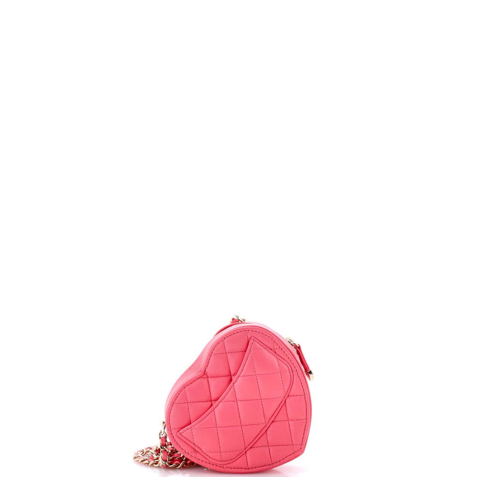 CC in Love Heart Clutch with Chain Quilted Lambskin