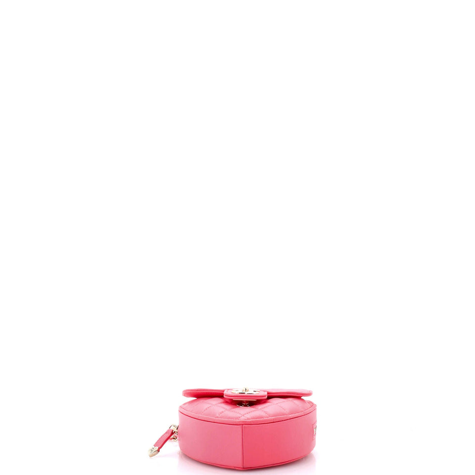 CC in Love Heart Clutch with Chain Quilted Lambskin