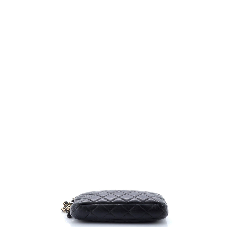 Double Zip Clutch with Chain Quilted Lambskin