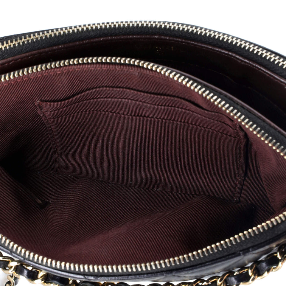 Double Zip Clutch with Chain Quilted Lambskin