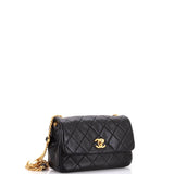 Resin Pearl Chain Flap Bag Quilted Lambskin Small