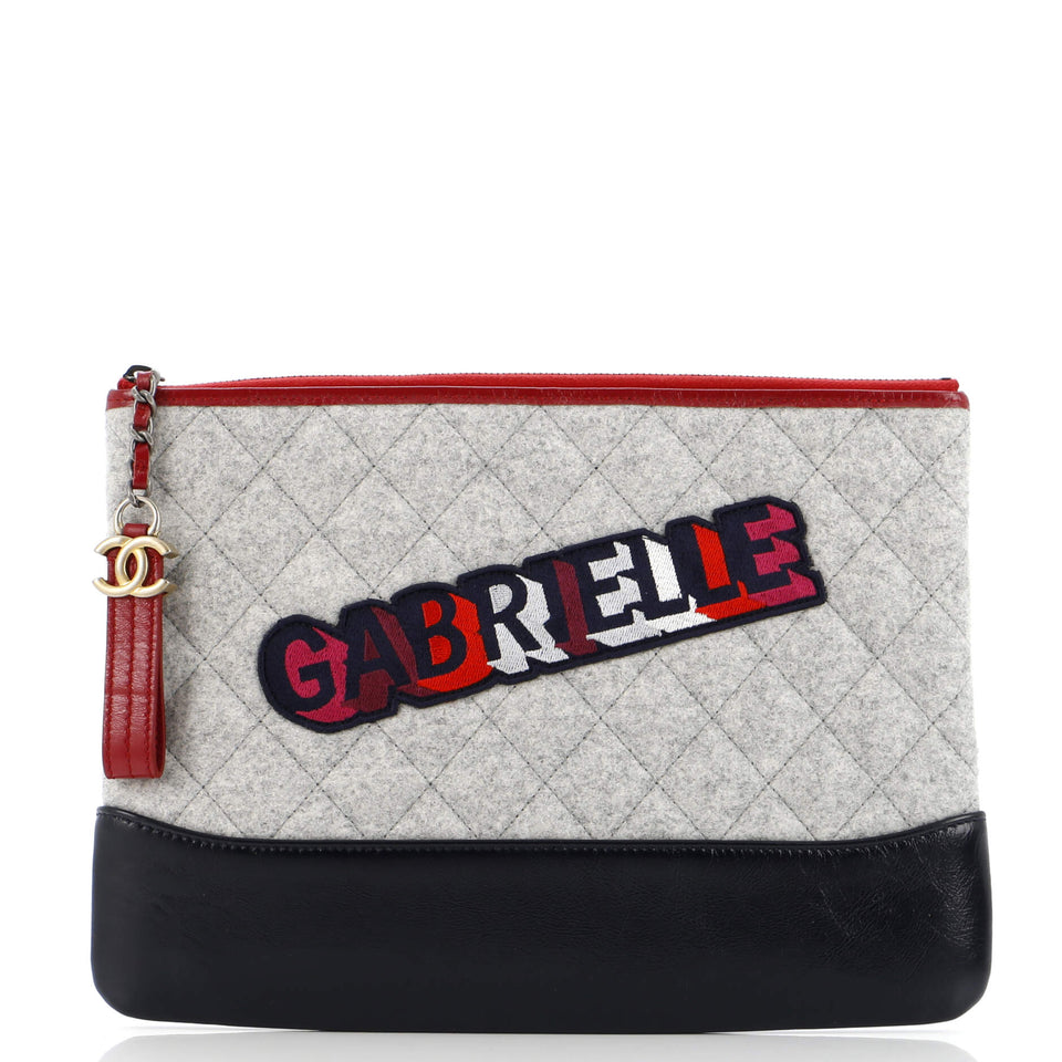 Gabrielle O Case Clutch Quilted Felt and Calfskin Medium
