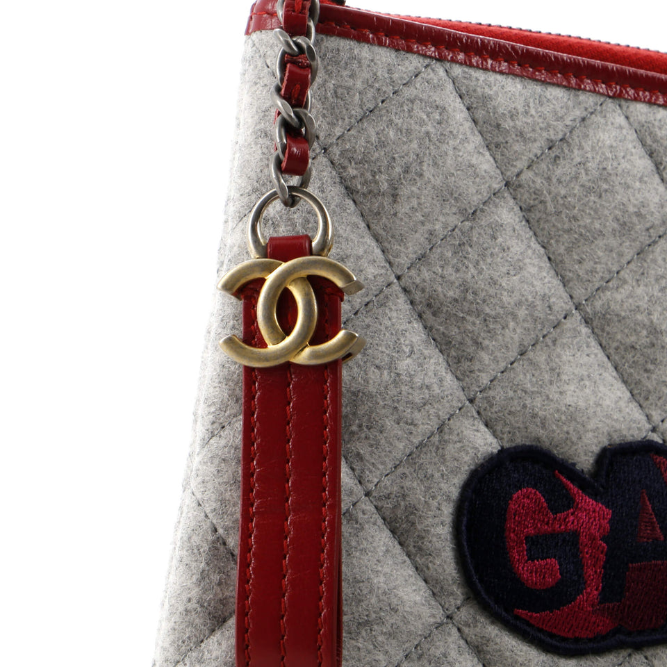 Gabrielle O Case Clutch Quilted Felt and Calfskin Medium