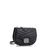 Gabrielle Saddle Crossbody Bag Chevron Goatskin Small