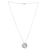Fil de Camelia Flower Pendant Necklace 18K White Gold and Diamonds Large
