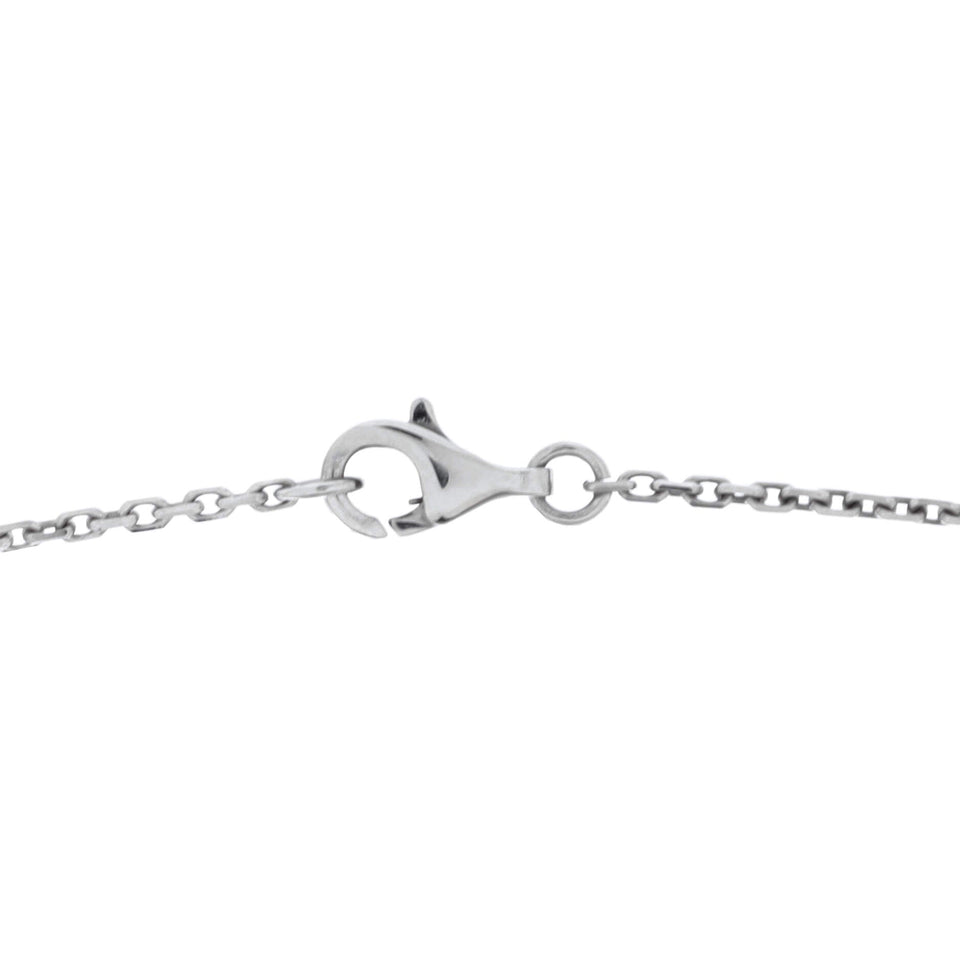 Fil de Camelia Flower Pendant Necklace 18K White Gold and Diamonds Large