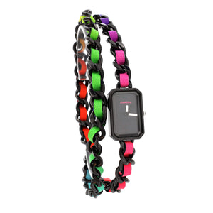 Premiere Rock Triple Row Quartz Watch Stainless Steel and Multicolor Leather 16