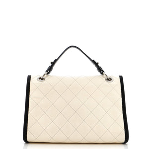 CC Top Handle Flap Bag Quilted Caviar with Grosgrain Medium
