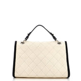 CC Top Handle Flap Bag Quilted Caviar with Grosgrain Medium