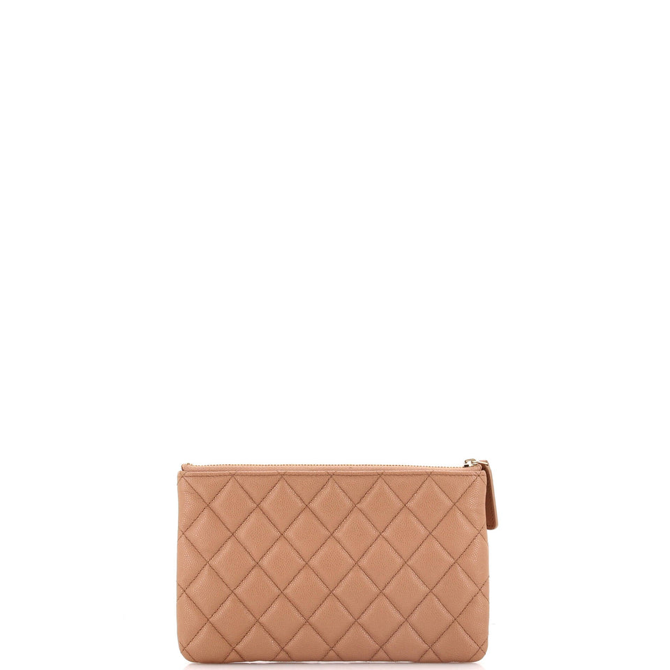 Textured CC O Case Pouch Quilted Caviar Small