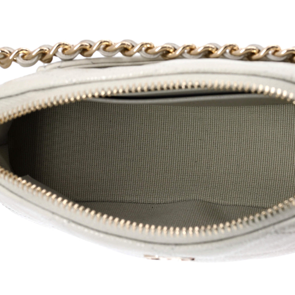 CC Dome Zip Clutch with Chain Quilted Caviar Mini