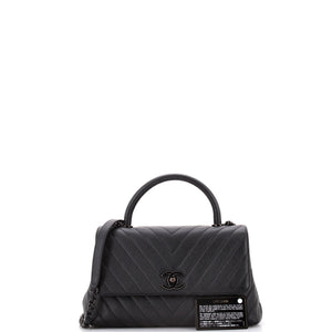 So Black Coco Top Handle Bag Chevron Caviar Small