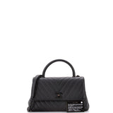 So Black Coco Top Handle Bag Chevron Caviar Small