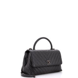 So Black Coco Top Handle Bag Chevron Caviar Small