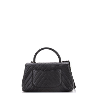 So Black Coco Top Handle Bag Chevron Caviar Small