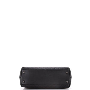 So Black Coco Top Handle Bag Chevron Caviar Small