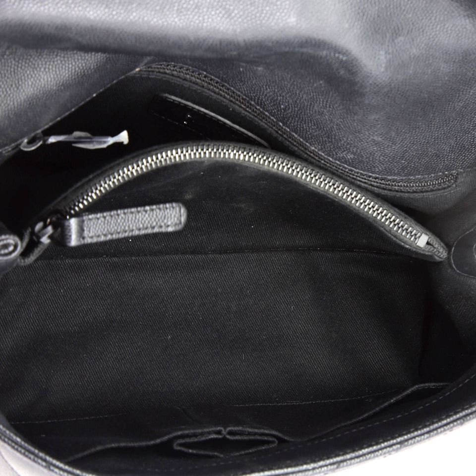 So Black Coco Top Handle Bag Chevron Caviar Small