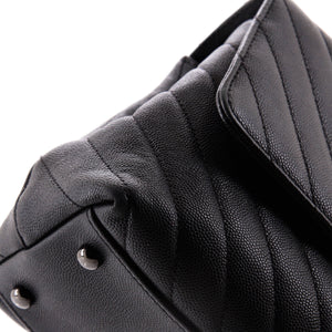 So Black Coco Top Handle Bag Chevron Caviar Small