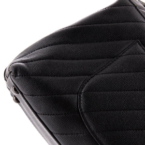 So Black Coco Top Handle Bag Chevron Caviar Small