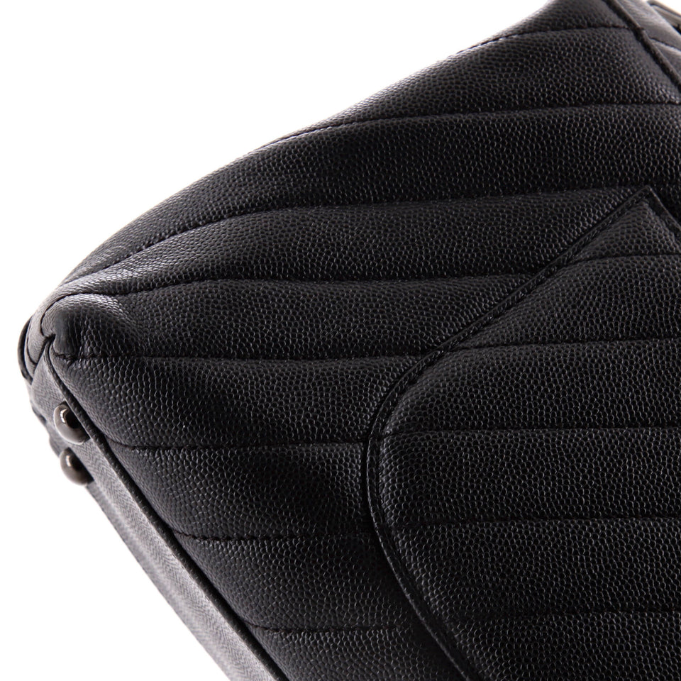 So Black Coco Top Handle Bag Chevron Caviar Small
