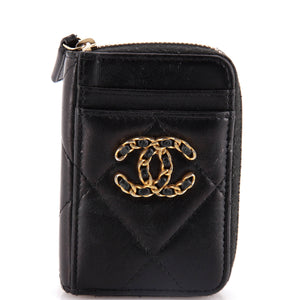 19 Card Holder Zip Coin Purse Quilted Lambskin