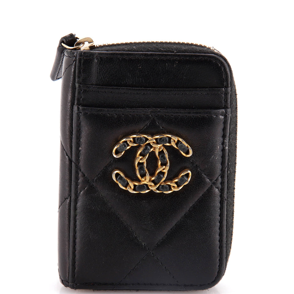 19 Card Holder Zip Coin Purse Quilted Lambskin