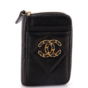 19 Card Holder Zip Coin Purse Quilted Lambskin