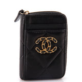 19 Card Holder Zip Coin Purse Quilted Lambskin