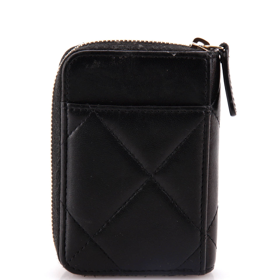 19 Card Holder Zip Coin Purse Quilted Lambskin