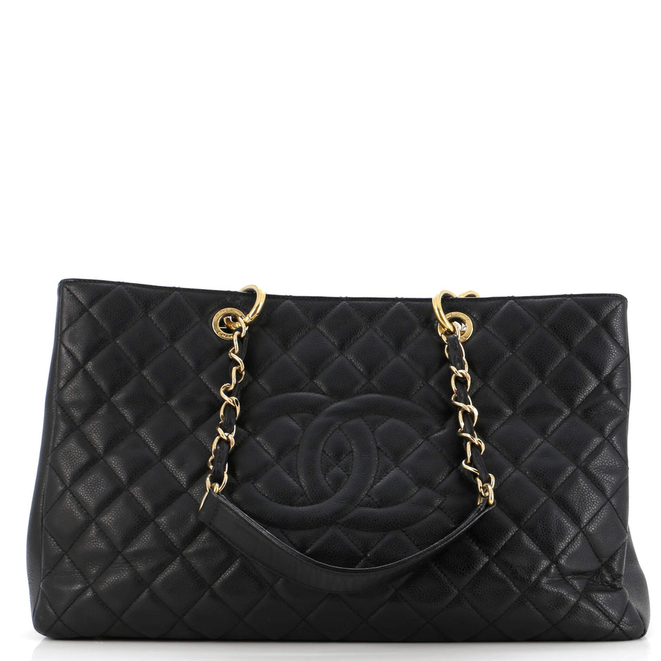 Grand Shopping Tote Quilted Caviar XL