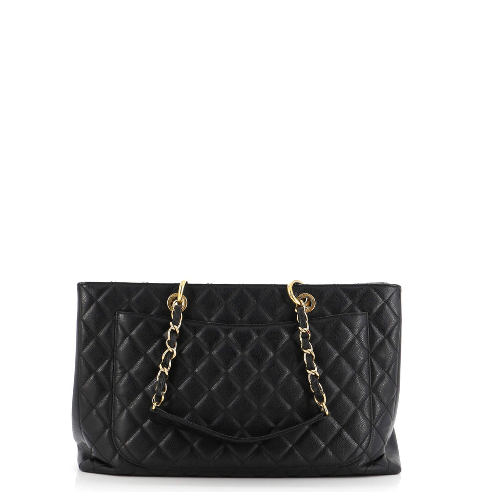 Grand Shopping Tote Quilted Caviar XL
