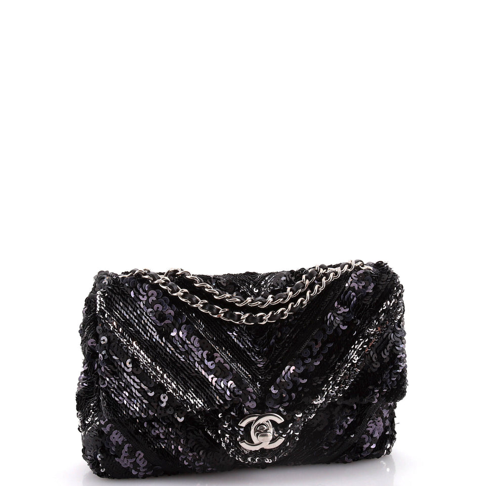 CC Flap Bag Chevron Sequins Mini