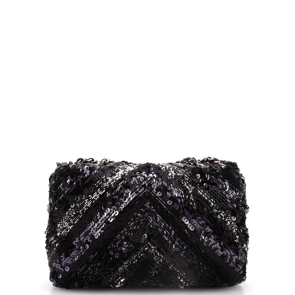 CC Flap Bag Chevron Sequins Mini