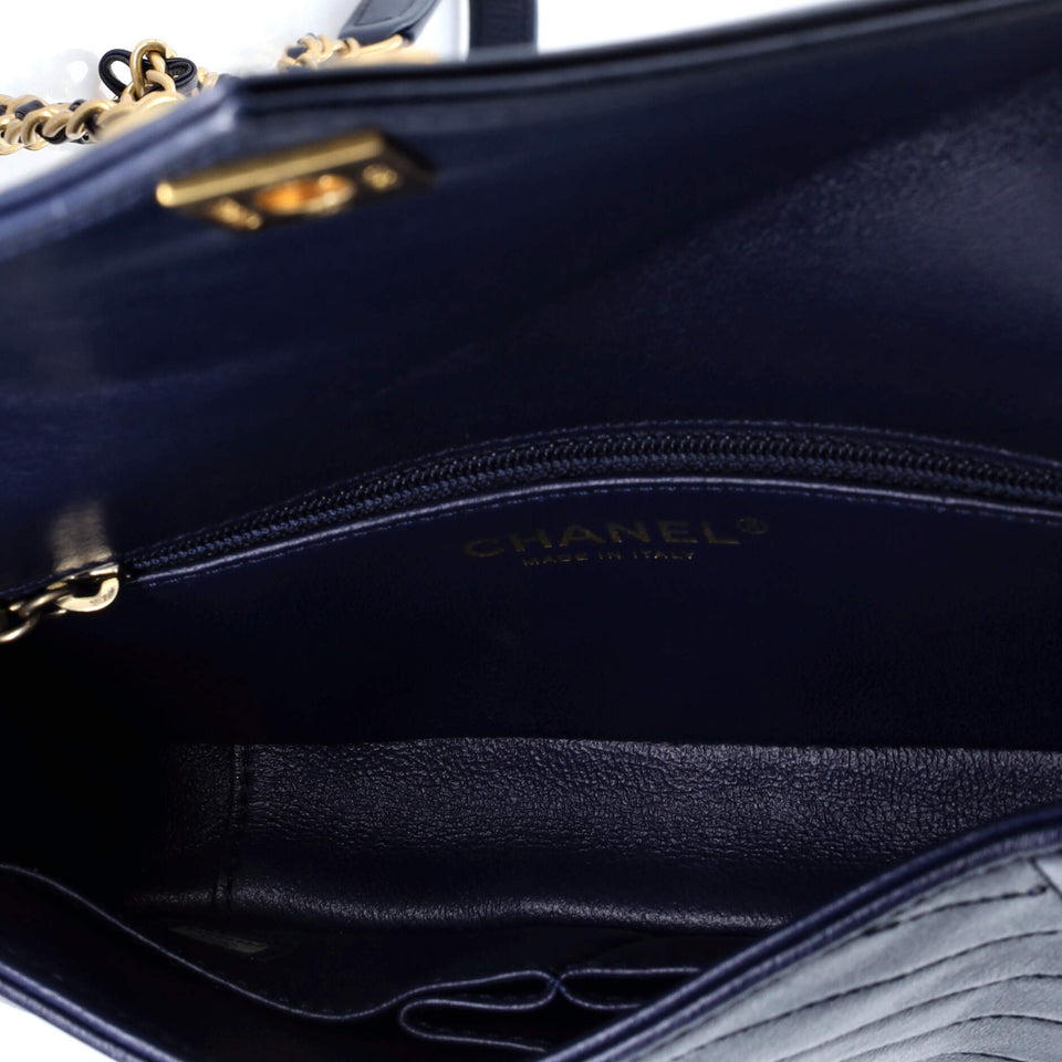 Reversed Flap Bag Chevron Lambskin Medium