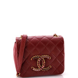 Crystal CC Full Flap Bag Quilted Lambskin Mini