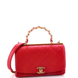 La Parisienne Chain Top Handle Flap Bag Quilted Lambskin Small