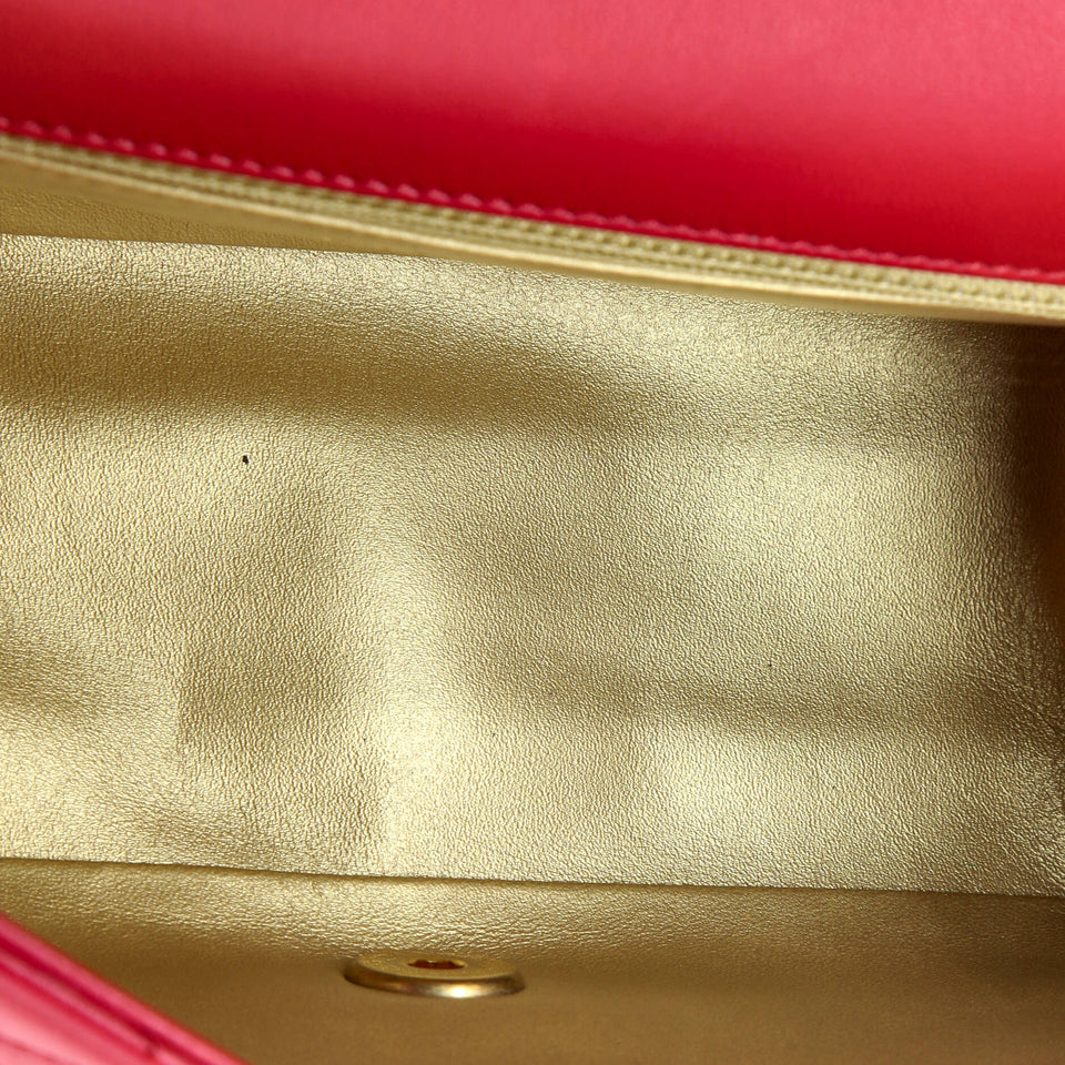 La Parisienne Chain Top Handle Flap Bag Quilted Lambskin Small